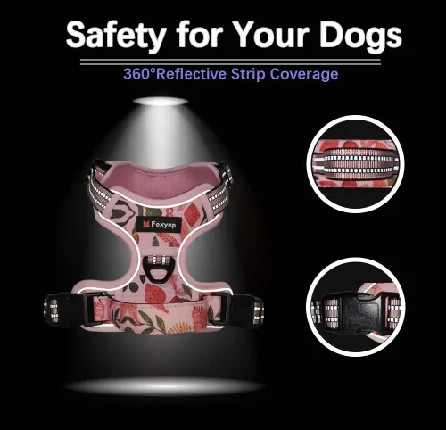 Vista 3 de Arnés de chaleco sin tirones para perros medianos con asa de fácil control, correa reflectante para pasear al cachorro, entrenamiento, sin