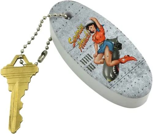 Vista 2 de GRAPHICS & MORE Ataque sorpresa Pin Up Girl Misil Flotante Llavero Oval Espuma Pesca Barco Boya Key Float, Multi