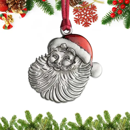 Vista 17 de Adornos navideños, 2024 Adorno de árbol de Navidad de peltre sólido hecho a mano de metal para colgar, artesanía DIY, coleccionables para árboles
