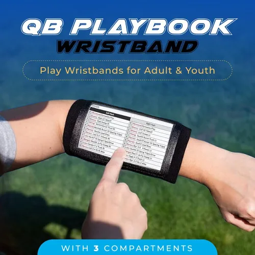 Vista 3 de QB Playbook Pulsera - Pulseras de juego de mariscal de campo de fútbol americano para adultos y jóvenes - Entrenador de muñeca para todos