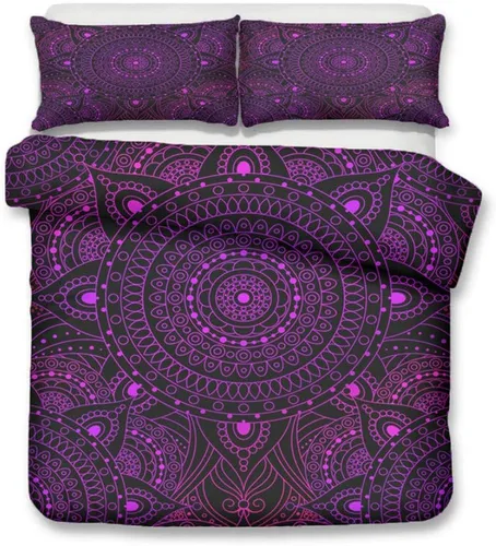 Vista 4 de Juego de ropa de cama con estampado 3D de mandala bohemio, textiles para el hogar para adultos, ropa de cama con funda de almohada