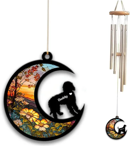 Vista 20 de Carillón de viento con atrapa el sol afghan Hound, campanilla de viento conmemorativa de girasol personalizada para perro, regalo de pérdida