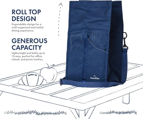 Vista 4 de GRANDTIES Lonchera térmica para mujeres, hombres y adultos, contenedores enrollables a prueba de fugas, bolsas reutilizables para aperitivos
