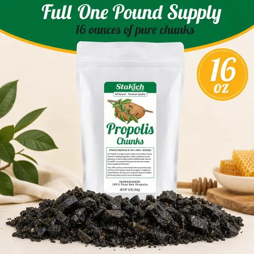 Vista 6 de Stakich Trozos de propóleo de abeja - Puro, natural - 1 libra (16 onzas)