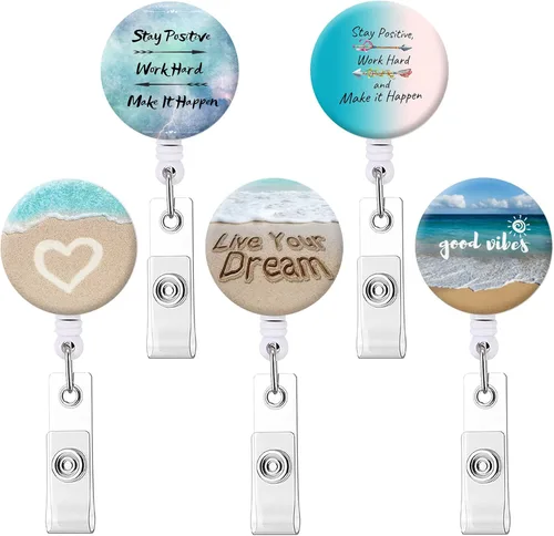 Vista 12 de Carrete retráctil para credenciales de enfermera, lindo nombre, carretes decorativos para tarjetas de identificación con clip en soportes