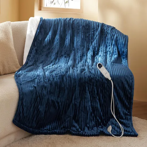 Vista 14 de Bedsure GentleSoft - Manta eléctrica individual – Manta térmica de franela suave acanalada, calefacción con 6 ajustes de tiempo (hasta 10 horas), 6