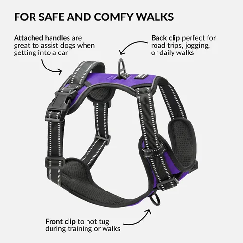 Vista 2 de CollarDirect Arnés reflectante sin tirones para perro, con asa y clip frontal, chaleco acolchado suave ajustable para perros pequeños a grandes