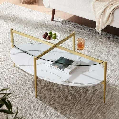 Vista 47 de LumFurn Mesa auxiliar redonda de cristal, mesa de sofá de diseño moderno de mediados de siglo para sala de estar, 18 pulgadas de diámetro x 23