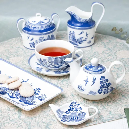 Vista 7 de Bone China - Juego de azúcar y crema de sauce azul (juego de 2 piezas)