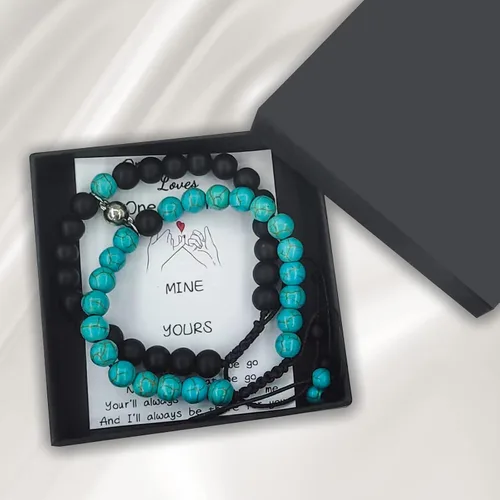 Vista 33 de 2 pulseras magnéticas para parejas, piedra natural negra mate, cristal para votos de amor eterno, juego de pulseras de cuentas de piedra de energía