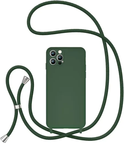 Vista 23 de UEEBAI Funda de teléfono con cordón cruzado para iPhone 14 de 6.1 pulgadas, funda de silicona con correa ajustable para collar, correa suave