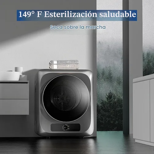 Vista 3 de VCJ Secadora de ropa portátil para apartamento, secadora de ropa eléctrica compacta de 10 libras con tambor de acero inoxidable, 1.5 pies cúbicos