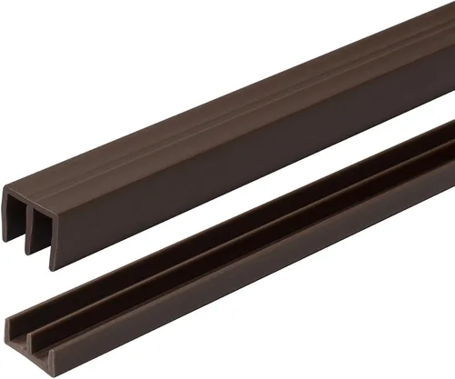 Vista 8 de Riel de puerta corredera de panel de 1/4 pulgadas, juego superior e inferior de plástico negro de 48 pulgadas, fabricado en EE. UU., paquete de 1