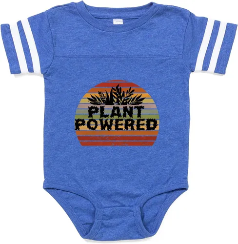 Vista 3 de CafePress Funny Retro Plant Powered Vegan Plant Based Vegani Cute Infant Baby Football Bodysuit