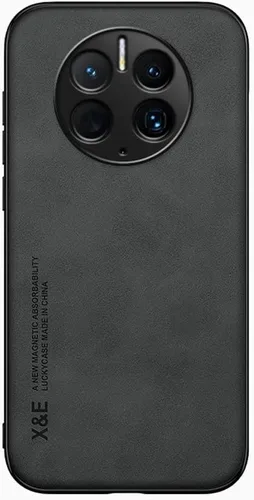 Vista 11 de Kepuch Funda compatible con Huawei Mate 50 Pro - Soporte magnético de grano de litchi Cubierta de placa de metal incorporada - Negro Negro