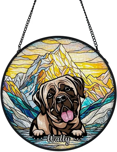 Vista 11 de Dog Stained Glass Window Hanging, Ocean Sea Outdoor Suncatcher