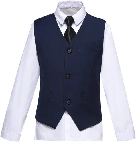 Vista 4 de Visaccy - Traje de vestir para niños, corte ajustado, traje para pajecito de boda