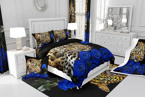 Vista 187 de Erosebridal Juego de edredón de hojas de cannabis, juego de ropa de cama de marihuana con estampado colorido de plantas, decoración bohemia de 2
