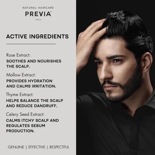Vista 5 de PREVIA Extralife - Champú limpiador contra la caspa seca Ingredientes orgánicos para el equilibrio del cuero cabelludo Fórmula certificada
