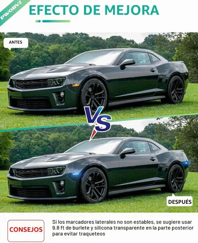 Vista 4 de Luz de Marcador Lateral Azul Compatible para 5ta Generación Chevy Camaro 2010 2011 2012 2013 2014 2015, Luces de Parachoques Delanteras y Traseras