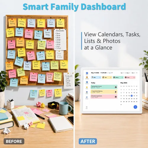 Vista 5 de 10.1 inch Digital Calendar Wall Touch Screen Electronic Calendar – Interactive Smart Family Planner, No Subscription, Chore Chart, Meal Planner