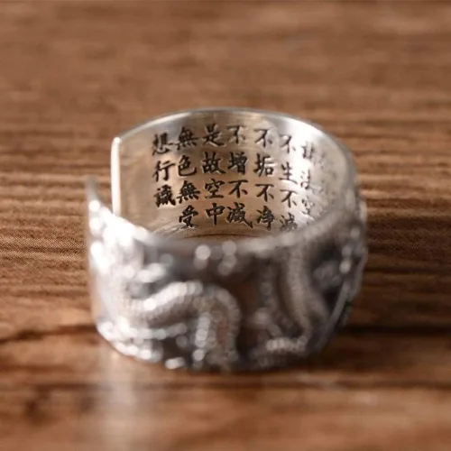 Vista 2 de Anillo de plata de ley 925 con diseño de dragón vintage