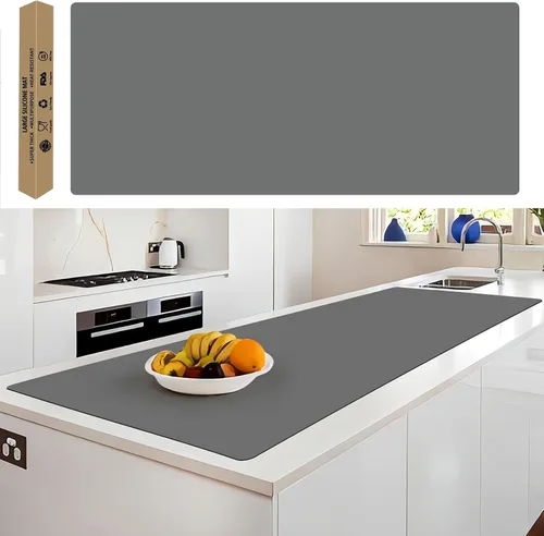 Vista 27 de Tapete de silicona súper grande, 120 x 24 pulgadas, tapete de silicona para encimera de cocina, tapete antideslizante resistente al calor, tapete
