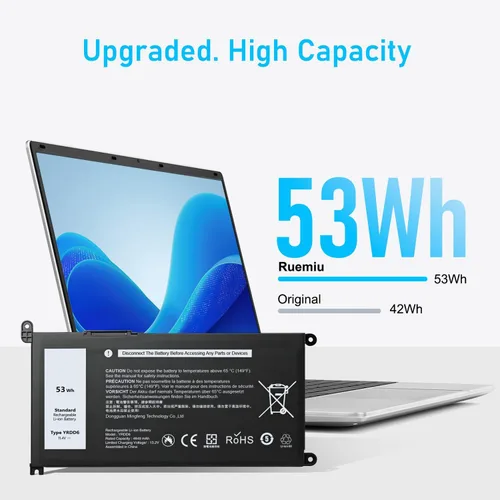 Vista 2 de Reemplazo de batería para laptop YRDD6 de 53 Wh para Dell Inspiron 15 3000 5000 Series 3583 3593 3582 3584 5593 5594 5598 5585 5590 14 3493 5482