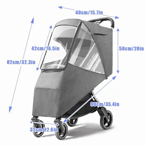 Vista 6 de Tiiyee - Funda de lluvia para cochecito, protector universal de viaje para bebé