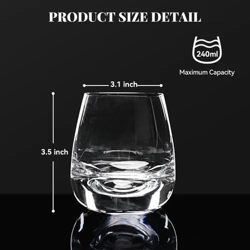 Vista 2 de Vasos de whisky Old Fashioned – Juego de 4 vasos transparentes de 8 onzas para whisky escocés y cócteles