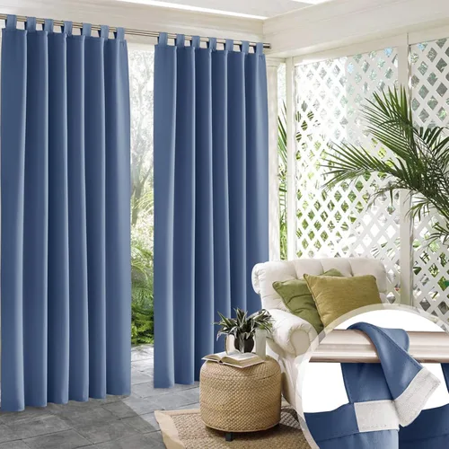 Vista 16 de RYB HOME Cortinas para Exteriores para Patio - 2 Paneles Cortinas para Exteriores Desmontables con Parte Superior Adhesiva Impermeables Opacas