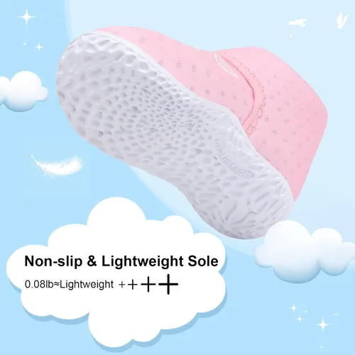 Vista 5 de JOINFREE Zapatillas transpirables para bebés y niñas, zapatos antideslizantes para primeros pasos, zapatos para cuna, zapatos descalzos para bebés