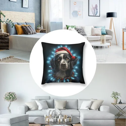Vista 5 de Almohadas decorativas para cama, diseño de perro de Papá Noel con luces de Navidad, fundas de almohada para sofá para amantes de los perros, funda