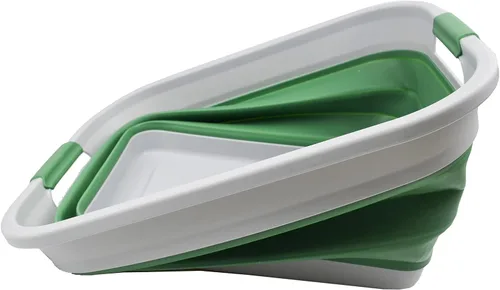 Vista 4 de SAMMART Cesta plegable de plástico para la ropa sucia de 36 L (9.5 galones) – Contenedor/organizador plegable – Tina de lavado portátil – Cesto
