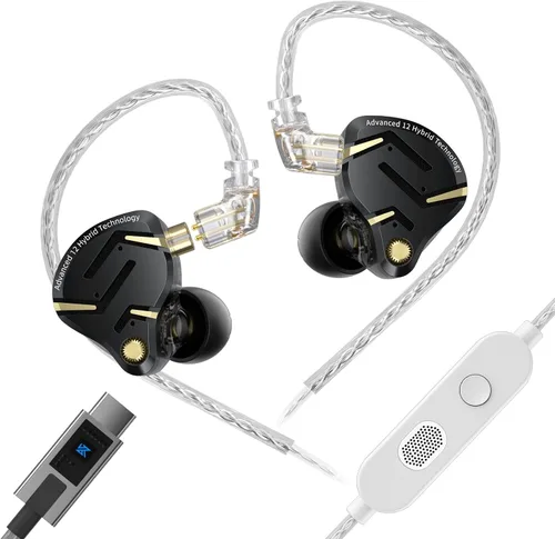 Vista 17 de KZ ZS12 PRO 2 - Auriculares in-ear con monitor de oído, auriculares híbridos para juegos 1DD+5BA, auriculares con cable transparente, auriculares