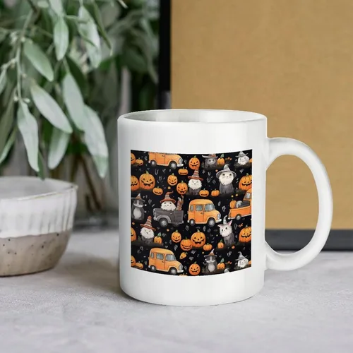 Vista 6 de Coffee Mug Happy Halloween Pumpkin Gnomes Truck Love Cat Bat Ghost Spider Web Ceramic Mugs Happy Halloween Funny Gifts Ideas For Mama Mommy