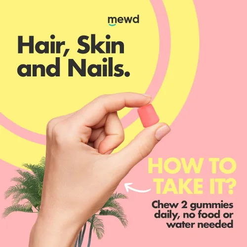 Vista 6 de MEWD Gomitas multivitamínicas para el cabello, la piel y las uñas para adolescentes y niños, fuerza y crecimiento de biotina con zinc, vitaminas A