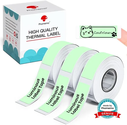 Vista 15 de Phomemo Labels D30 - Cinta de etiquetas autoadhesivas, etiquetas maestras de impresión negra sobre transparente, papel térmico autoadhesivo, 0.472 x