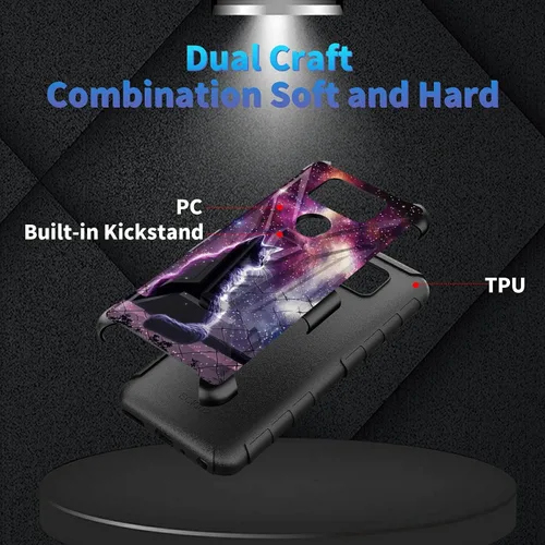 Vista 185 de Funda para AT&T Maestro Max 2021/Cricket Ovation 2 con protector de pantalla de vidrio templado, funda resistente con función atril integrada