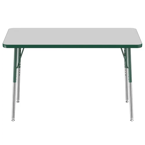 Vista 4 de FDP - Mesa rectangular para actividades escolares y de oficina (24 x 36 pulgadas), patas estándar con deslizadores giratorios, altura ajustable