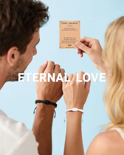 Vista 3 de UNGENT THEM Always With You - Pulseras de nudo de promesa Pinky para parejas, aniversario, Navidad, día de San Valentín, regalos para novio, novia