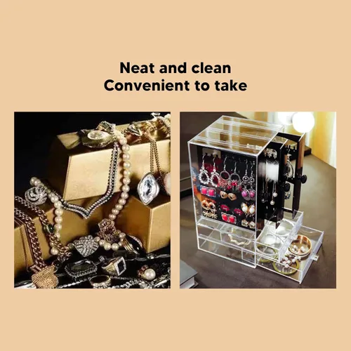 Vista 2 de Betued 5 Drawers Earring, Acrylic Earring Holder, Dust proof design saves storage space and keeps beautiful