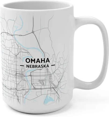 Vista 4 de Omaha, Nebraska NE Map Mug (11 oz)