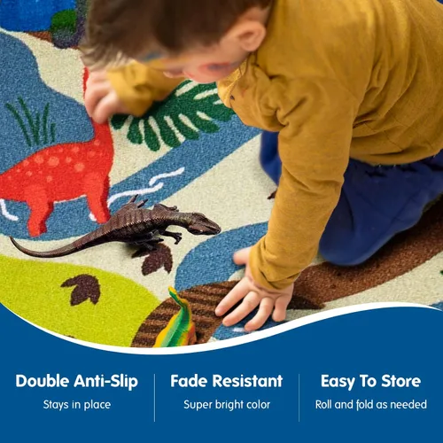Vista 9 de Booooom Jackson Alfombra de juego para niños, alfombra de dinosaurio, alfombra de juego de dinosaurio, alfombra de coche para autos de juguete