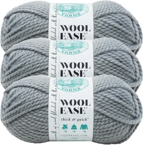 Vista 11 de Lion Brand Yarn - Ovillo de lana Wool-Ease Thick & Quick color fuerza aérea Super Bulky Wool Acrylic Blend Fiber for Soft Hats, Sweaters, Chunky