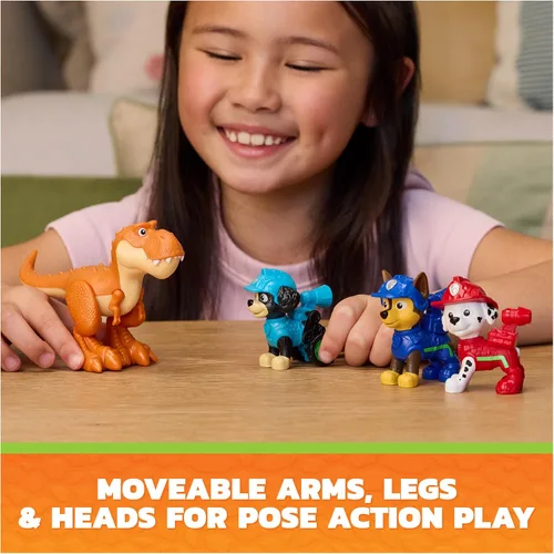 Vista 4 de PAW Patrol The Dino Movie Dino Adventure Pack con 6 figuras de juguete