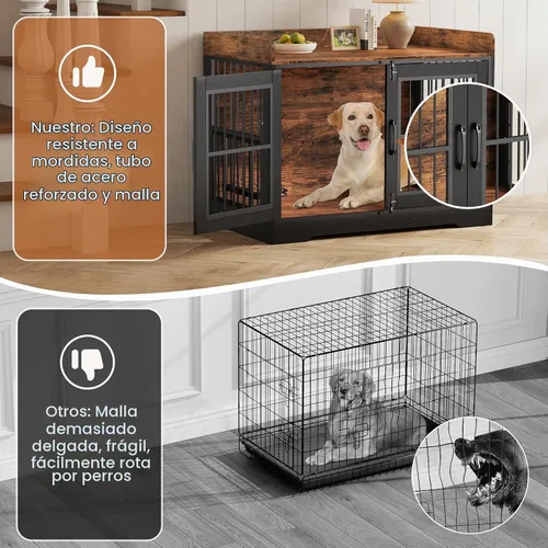 Vista 3 de Mueble de jaula para perros de 40 pulgadas con bandeja giratoria para perros grandes de hasta 45 libras 0.47" thick top supports 150 lbs, 3-door