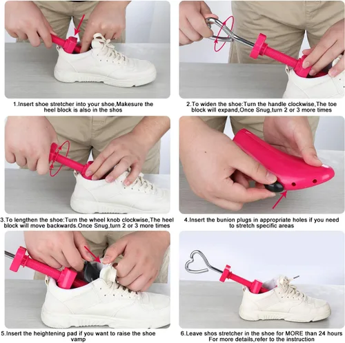Vista 4 de Parts3A Estirador de zapatos para hombres y mujeres, estirador de botas, ajustable en 4 direcciones para estirar el ancho de la longitud