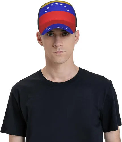 Vista 3 de Gorra de béisbol clásica unisex con estampado 3D de la bandera de Venezuela con cierre de presión ajustable