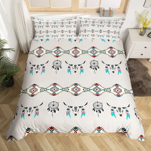 Vista 39 de Juego de funda de edredón con diseño de caballos, atrapasueños para niños, adolescentes, hombres, funda de edredón con estampado de caballos